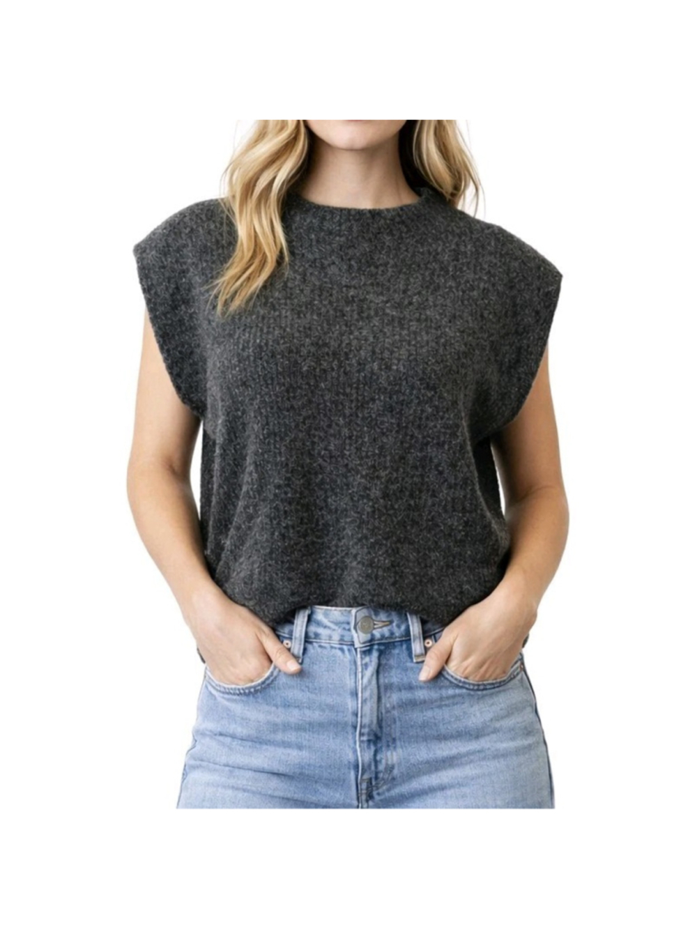 Banana Republic NWT Women Sz L Alpaca Wool Sweater Vest Gray Sleeveless Knit